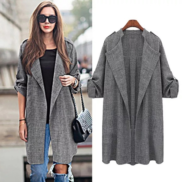 open coat jacket cardigan Jackets & Blazers - Oversized Loose Fit Jacket Coat Drape